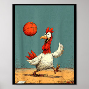 Süße Süße Hühner Sport Lustiger Basketball Poster