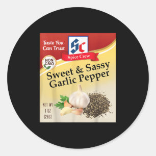 Süße & Sy Garlic Pepper Würzmittel Gewürzgruppe Runder Aufkleber