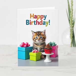 Süße Tabby-Katze Geburtstagskarte Karte