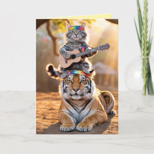 Süße Tabby- und Tiger-Grußkarte Feiertagskarte