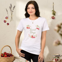 Süße Tage" Watercolor-Erdbeer- und Kirsch-T-Shirt