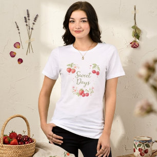 Süße Tage" Watercolor-Erdbeer- und Kirsch-T-Shirt Tri-Blend Shirt