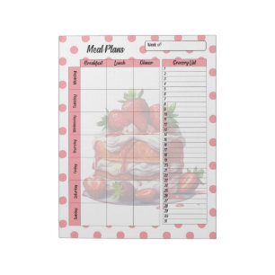 Süße tägliche Erdbeer-Leckereien Mahlzeitenplaner Notizblock