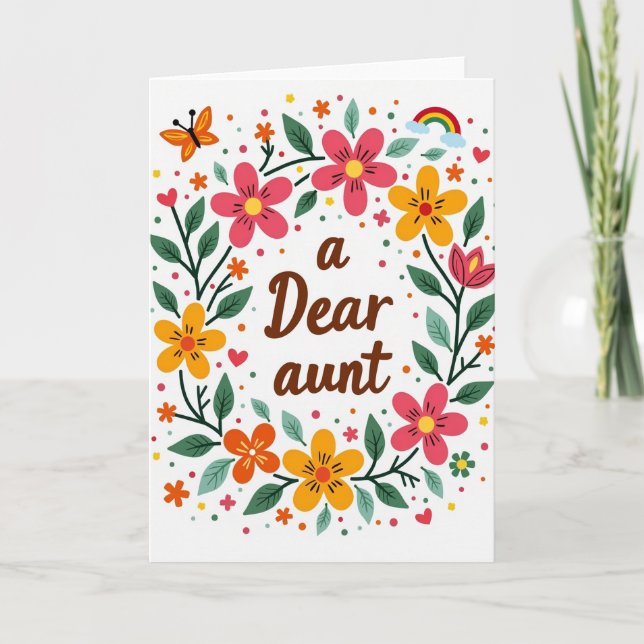 Süße Tante Florale Karte (Vorderseite)