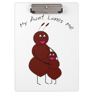 Süße Tante und Kind Ameise Cartoon   Süße Familie Klemmbrett