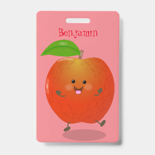 Süße tanzende Apfel-Cartoon-Illustration Ausweis