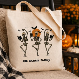 Süße tanzende Skelette personalisiertes Halloween Tragetasche