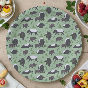 Süße Tapir-Familie, Wald-Geburtstagsfeier-Thema Pappteller