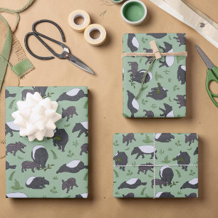 Süße Tapir-Familie, Wald-Geburtstagsgeschenkverpac Geschenkpapier Set