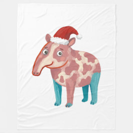 Süße Tapir-Weihnachtsmannmütze-Decke – Festliche V Fleecedecke