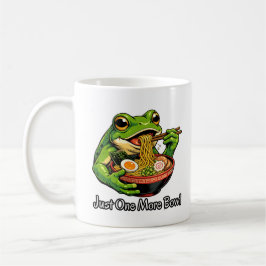 Süße Tasse mit Frosch, der Nudeln isst