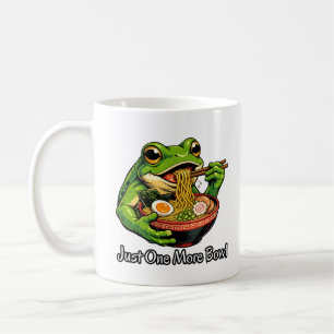 Süße Tasse mit Frosch, der Nudeln isst