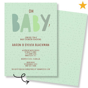 Süße Teal-Minimal-Geschlechtsneutrale Oh Baby-Part Einladung