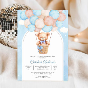 Süße Teddy-Ballon-Baby-Party-Einladung Einladung