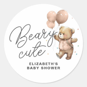 Süße Teddy Beary Baby Shower Party Runder Aufkleber