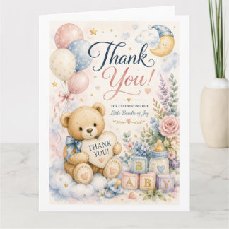 Süße Teddybär-Baby-Shower-Dankeskarten Karte