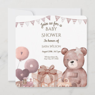 Süße Teddybär-Baby-Shower-Einladung Einladung