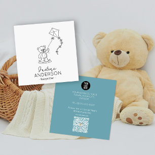 Süße Teddybär-Babysitter-Vizitkarte Drachen Quadratische Visitenkarte