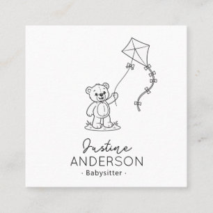 Süße Teddybär-Babysitter-Vizitkarte   Drachen  Quadratische Visitenkarte