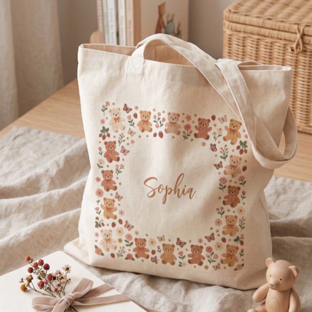Süße Teddybär-Blumenrahmen-Tasche Tragetasche (Von Creator hochgeladen)