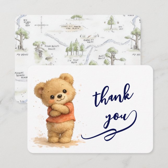 Süße Teddybär-Dankeskarten RSVP Karte (Vorne/Hinten)