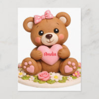 Süße Teddybär-Figur mit Namensherz