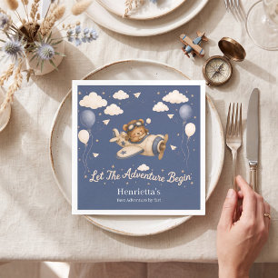 Süße Teddybär-Flugzeug-Baby-Party-Papier-Serviette Serviette