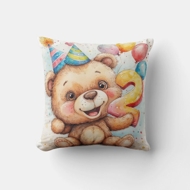 Süße Teddybär-Geburtstagsfeier Kissen (Vorderseite)