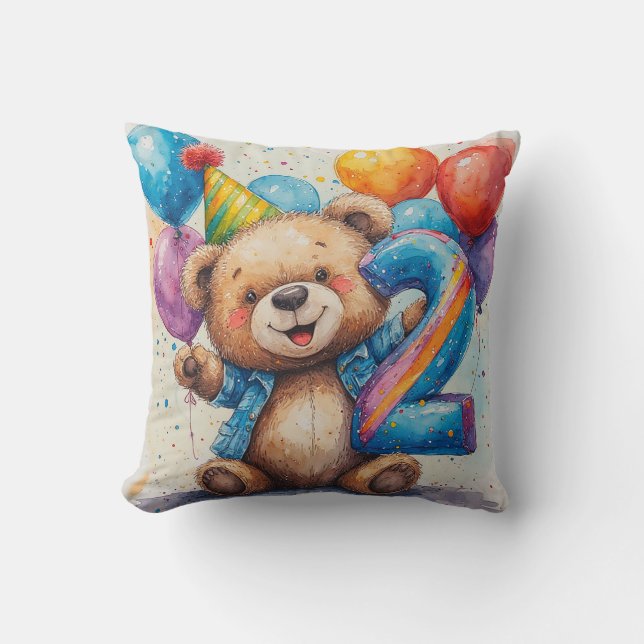 Süße Teddybär-Geburtstagsfeier Kissen (Vorderseite)