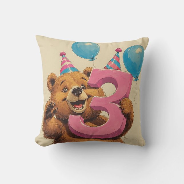Süße Teddybär-Geburtstagsfeier Kissen (Vorderseite)