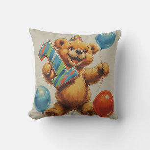 Süße Teddybär-Geburtstagsfeier Kissen