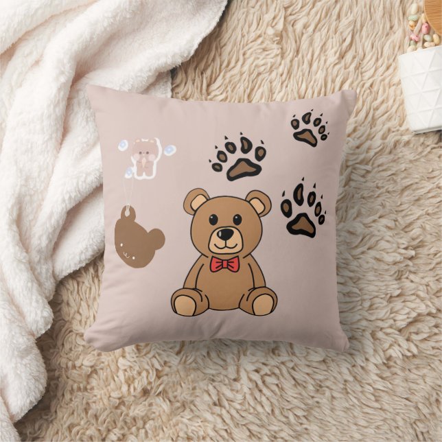Süße Teddybär-Illustration Kissen (Decke)