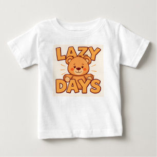 Süße Teddybär-Illustration mit Lazy Days Text Baby T-shirt
