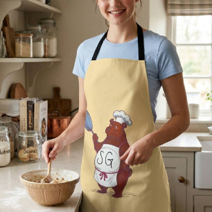 Süße Teddybär-Koch-Illustration beim Backen und Ko Schürze
