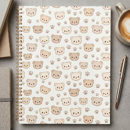 Süße Teddybär-Muster-Notizbuchcover-Hintergrund Planer