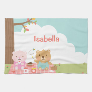 Süße Teddybär-Picknickparty im Freien für Kinder Geschirrtuch