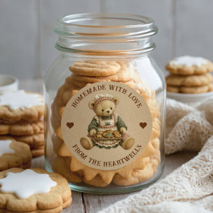 Süße Teddybär selbstgemachte Kekse Feiertage Runder Aufkleber