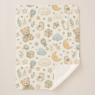 Süße Teddybär-Sherpa-Decke | Geschlechtsneutral Sherpadecke