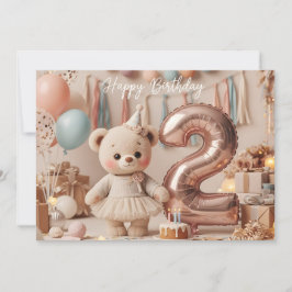 Süße Teddybär-Zwei-Jahres-Geburtstagsfeier Einladung
