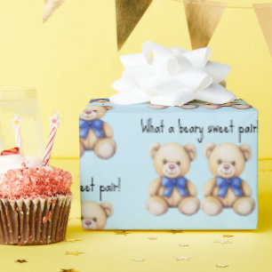 Süße Teddybären, benutzerdefinierte Zwillinge Jung Geschenkpapier
