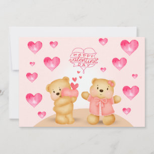 Süße Teddybären zum Valentinstag mit Herzen Feiertagskarte