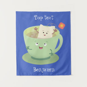 Süße Teebeutel-Tasse Cartoon-Humor-Charakter Wandteppich