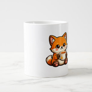 Süße Teeluchs-Illustration – Gemütlicher Fuchs bei Jumbo-Tasse