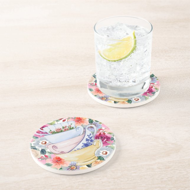 Süße Teetassen Blumen Getränkeuntersetzer (Seite)