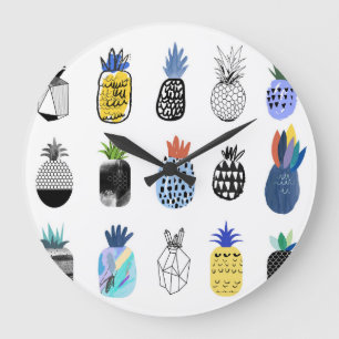 Süße texturierte Ananas, Vintage-Sammlung. Große Wanduhr
