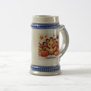 Süße Thanksgiving-Truthahn-Tasse mit Rand Bierglas