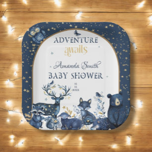 Süße Tier Adventure Night Sky Baby Dusche Pappteller