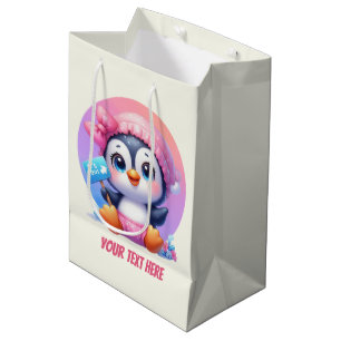 Süße Tier Baby Girl anpassbar Pinguin Mittlere Geschenktüte