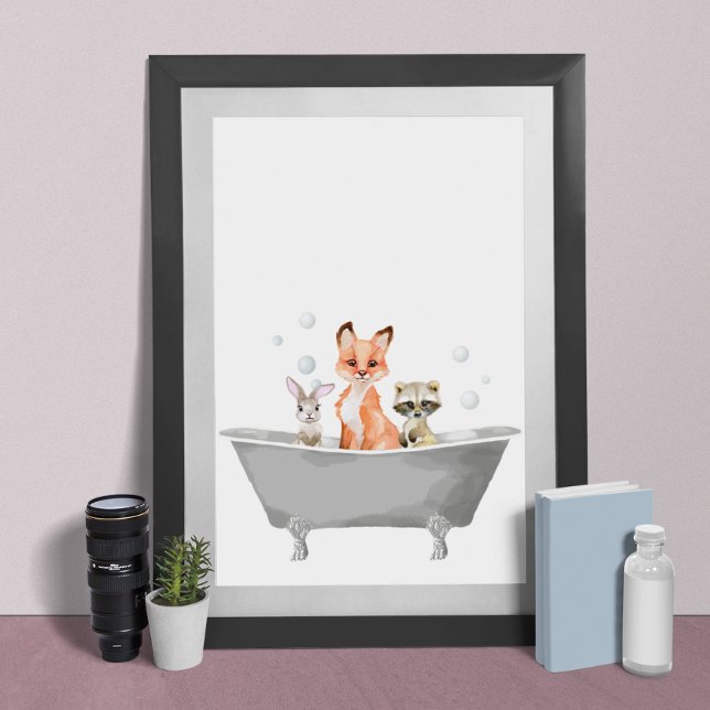 Süße Tier Babys in der Badewanne im Bad Poster (Von Creator hochgeladen)