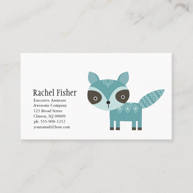 süße Tier Blue Raccoon Business Cards Visitenkarte (Vorderseite)